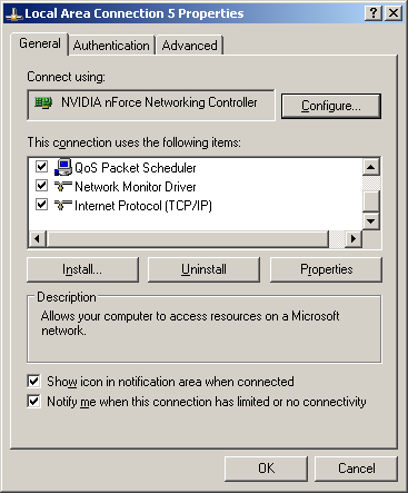 Connection Properties screenshot